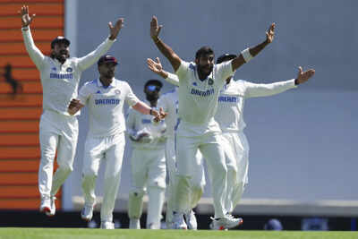 Indias jasprit bumrah appeals successfully for the wicket of australias marnus .jpg