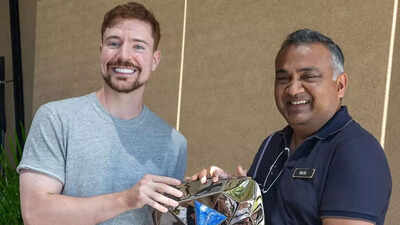 Mrbeast hits 400 million subscribers on youtube shares photo with ceo neal mohan gifting him custom.jpeg