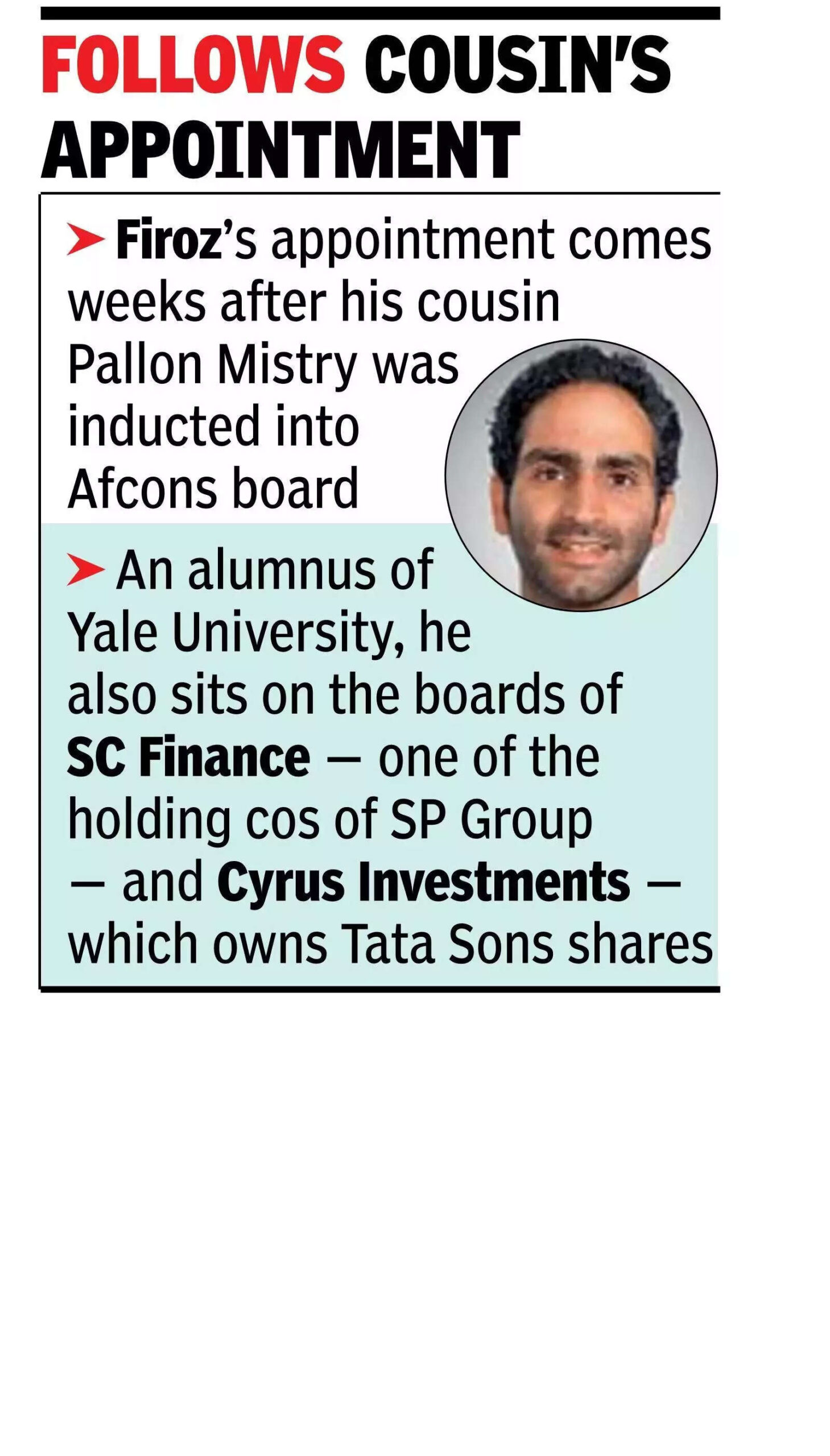 Cyrus mistrys son firoz joins afcons board.jpg