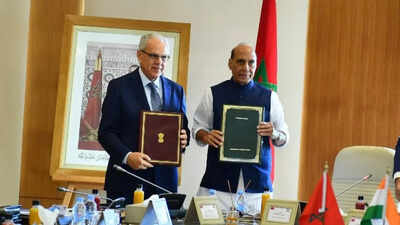 Defence minister rajnath singh and his moroccan counterpart abdeltif loudiyi.jpg