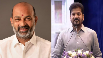 Telangana bjp leader bandi sanjay kumarleft telangana chief minister revanth reddyright.jpg