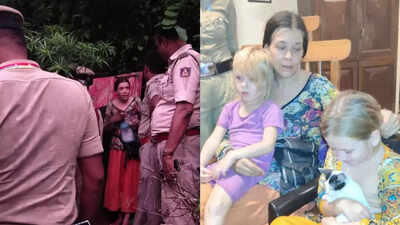 The woman and her children were found living in a cave near gokarna uttara kannada district.jpg