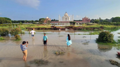 The yamuna river39s water level in agra has exceeded the danger mark reaching the taj mahal39s walls.png