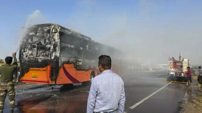 A private bus recently converted to ac erupted in flames near jaisalmer claiming 20 lives including.png