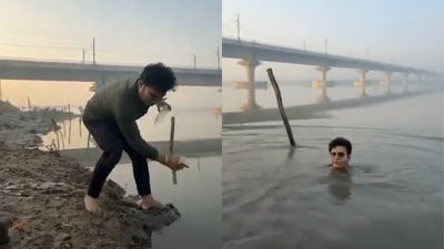 Bjp mla falls into yamuna river while filming cleanliness reel.jpg
