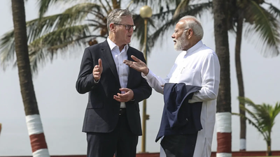 Prime minister narendra modi in a conversation with united kingdom prime minister keir starmer.jpg
