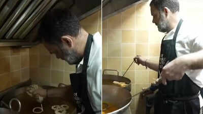 Rahul gandhi tries his hand at making 39imarti39 39besan laddoo39 at iconic delhi shop.jpg