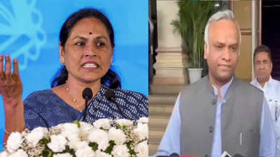 Shobha karandlaje left priyank kharge agencies.jpg