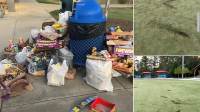 The police of morrisville town in north carolina posted photos of diwali litter and how firecrackers.png