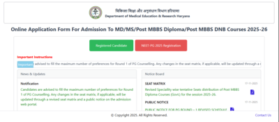 Haryana neet pg 2025 round 1 revised counselling schedule released check new dates here.jpg