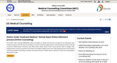 Neet ug counselling 2025 mcc extends choice filling deadline for stray vacancy round till this date.png