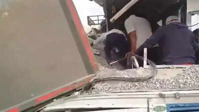 The incident occurred when a tipper collided with a tandur rtc bus near mirjaguda.jpg