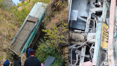 A passenger bus veered off the road and plunged into a deep gorge near sailapani in almora district.png