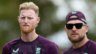 England captain ben stokes and coach brendon mccullum during an england nets session at perth stadiu.jpeg
