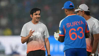 India39s head coach gautam gambhir talks to india39s captain suryakumar yadav ap photorafiq maqbool.jpeg
