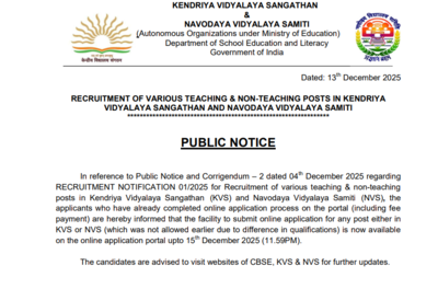 Kvs nvs recruitment 2025 cbse reopens application facility for additional posts till december 15 che.png