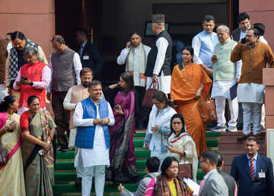 New delhi dec 02 ani mps leave the parliament premises on the second day of .jpg