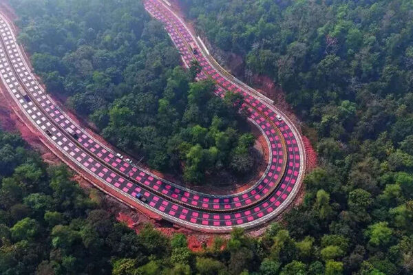 The red marked stretch is meant to slow vehicles gradually well before they reach the points where a.jpeg