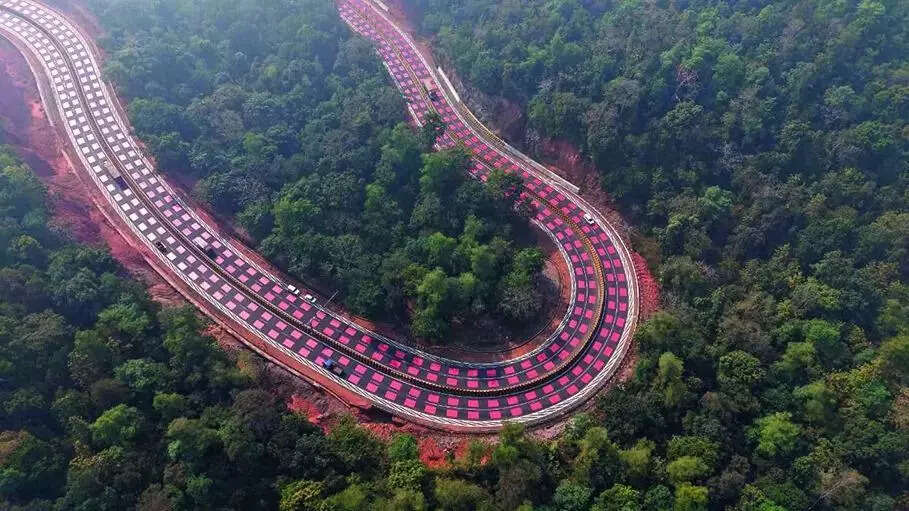 The red marked stretch is meant to slow vehicles gradually well before they reach the points where a.jpeg