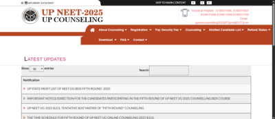 Up neet ug counselling 2025 round 5 merit list released at upneetgovin direct link to download here.png