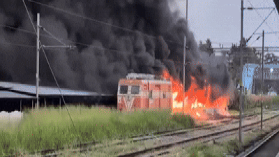 Hundreds of two wheelers were destroyed in a massive fire at the thrissur railway station39s paid pa.gif