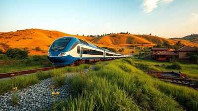 Modern train in rural india.jpg