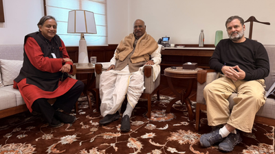 Tharoor held a meeting with kharge and rahul gandhi in delhi photo via xshashi tharoor.jpg