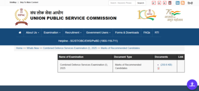 Upsc cds 1 result 2025 list of recommended candidates.jpg