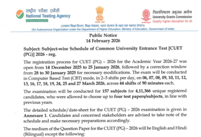 Cuet pg 2026 nta releases subject wise schedule at examsntanicin check details here.jpg