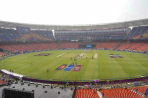 Ahmedabad ground staff at the narendra modi stadium before the start of the icc.jpg