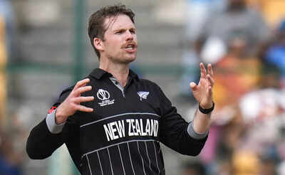 Bengaluru new zealand39s lockie ferguson reacts during the icc men39s cricket wor.jpg