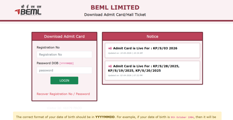BEML Junior Executive admit card 2026 released at beml.in: Direct link to download hall tickets here